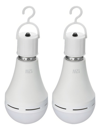 2 Pcs Luz Led Emergência Indução/botão/bocal Recarregável Cor Da Luz Branco-frio