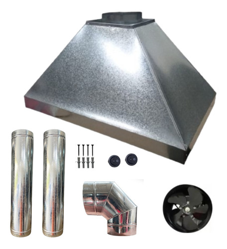 Coifa Galvanizada 100x60 2,5m Tubo Curva E Exaustor De 150mm