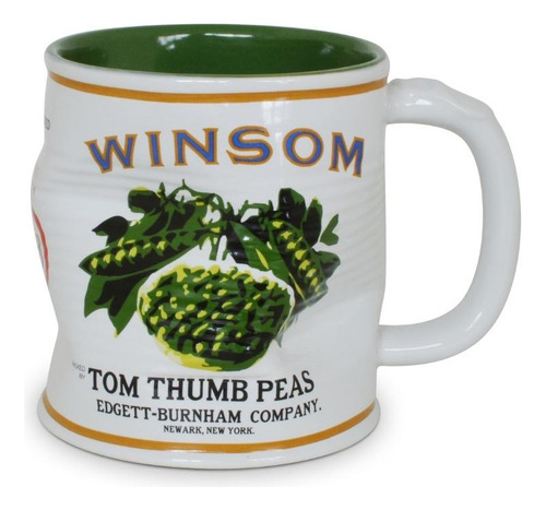 Taza Winsom de lata arrugada, color blanco/verde, 320 ml