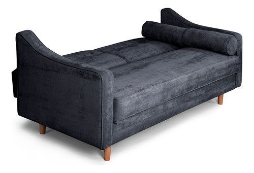 Sofá Cama Shelby Makora Beehive De Velvet Color Gris Oscuro