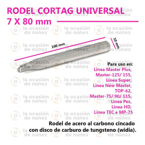 Imagen 2 de 6 de Rodel Repuesto Corta Ceramica Maquina Marca Cortag 80x7 Mm