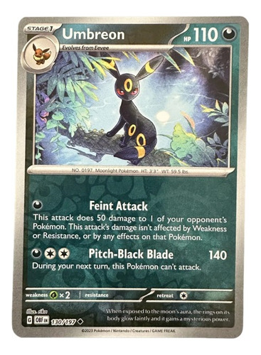 Umbreon 130/197 Reverse Holo Pokemon Obsidian Flames Orig Uc