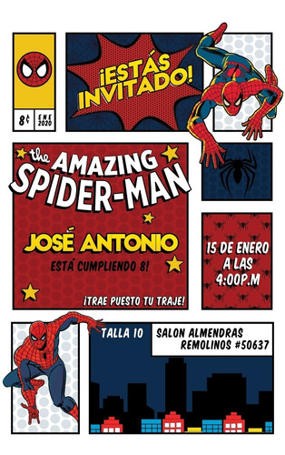 Invitación Digital Spiderman Para Niño