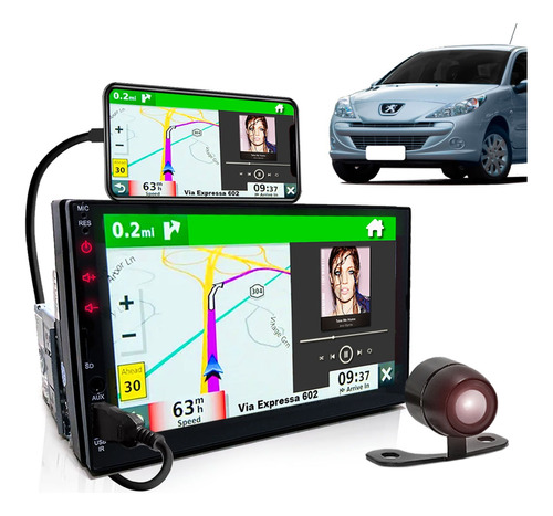 Multimidia 1 Din Encaixe Radio Bluetooth Espelha Android Ios