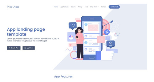 Pixelapp - Plantilla Página Web De Inicio Para Apps Móviles