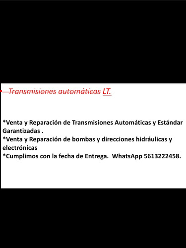 Venta Y Reparación De Transmisiones Automáticas Y Estándar 