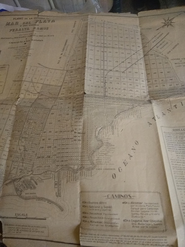 Mapa Plano Mar Del Plata Y Peralta Ramos Aprox Año 1950