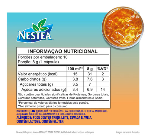 Chá Em Cápsula Nestea Dolce Gusto Pessego 180g Caixa 10 Unid