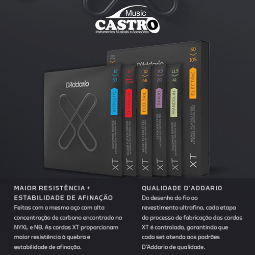 Encordoamento Violão Aço Bronze D'addario Xtabr Dura 4x Mais