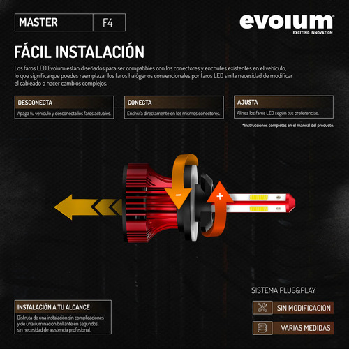 Focos Led Kit 4 Caras Master Automotriz 22,000lm Luz Blanca H1 Negro Blanco Frío