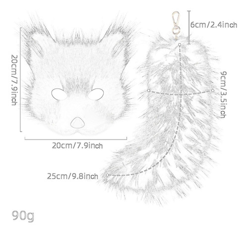 Máscara De Therian Y Máscara De Cola Peluda Para Gris