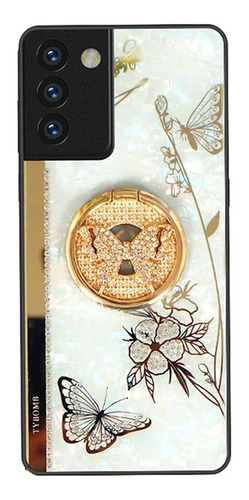 Funda Samsung Galaxy S22 Ultra Soporte Mariposa Oro - Blanco