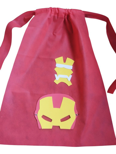 Máscara + Capa + Bolsita Golosinera Friselina Superhéroes Variado Infantil
