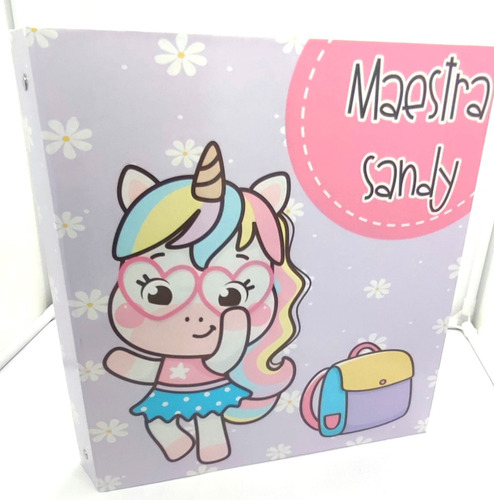 Carpeta De 1 Pulgada  Maestra Unicornio