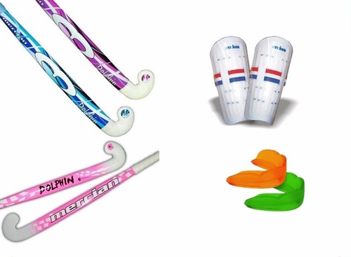 Imagen 1 de 6 de Combo Hockey: Palo De Fibra Mercian + Bucal + Canillera