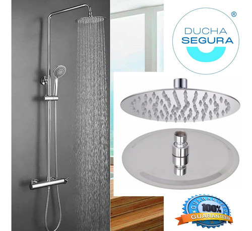 Ducha De Pared Grande Metal Redonda Cromado 8 X 8 Pulgadas