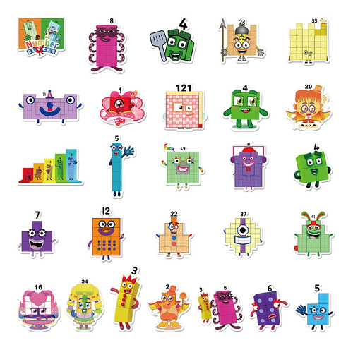Adesivo de desenho à prova d'água Numberblocks de 52 peças