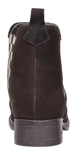 Imagem 6 de 6 de Botina Feminina Urbana Boots Marrom Com Elástico Xadrez 2672