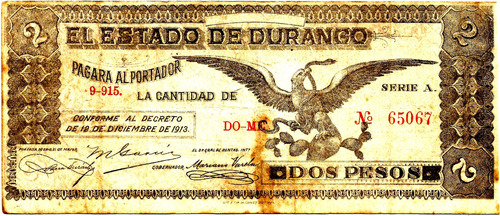 Billete De Revolucion 2 Pesos Muy Antigu8o