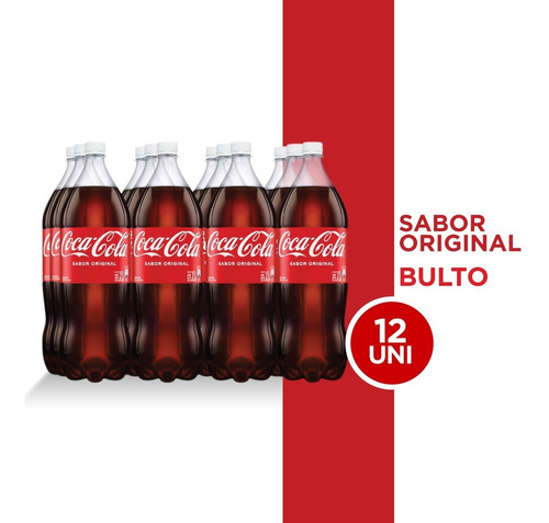 Imagen 1 de 5 de Refresco Coca - Cola Sabor Original Pet 1l 12 Unidades.