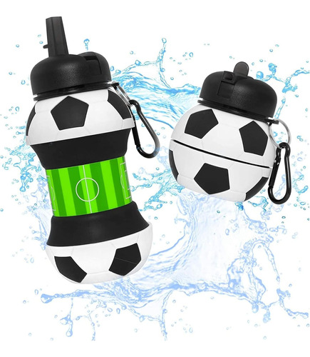 Botella De Agua Plegable De Fútbol, Botella Agua Silicona