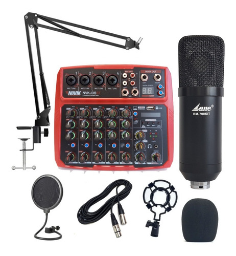 Imagen 1 de 10 de Consola Mixer Novik Nvk-i08bt Placa Sonido Usb Bluetooth 8ch