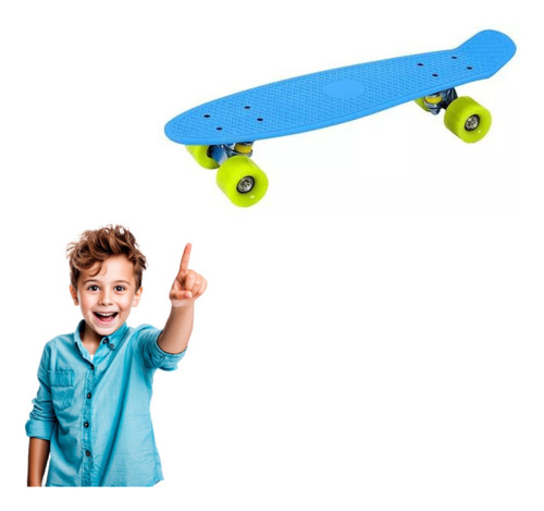 Mini Cruiser Skate Infantil Radical Estampa Azul - Dm Toys