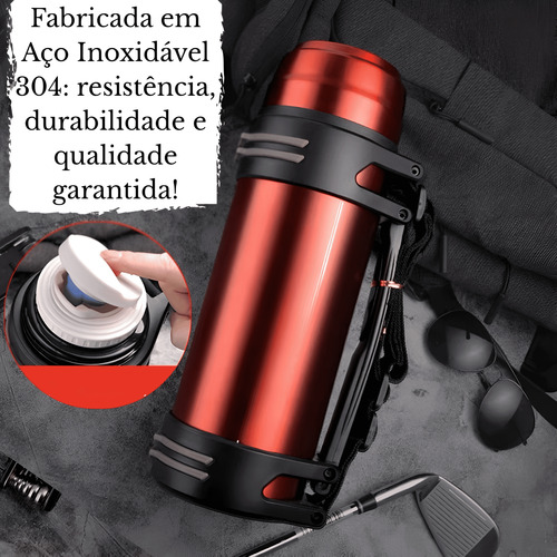Garrafa Térmica Inox 2000ml 2l Com Alça Espacial E Camping