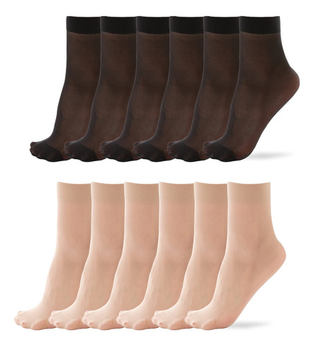 12 Pares De Calcetines Tobilleros Transparentes Para Mujer