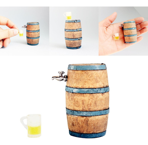 5 Barril De Cerveza En Miniatura Para Casa De Muñecas, Mini