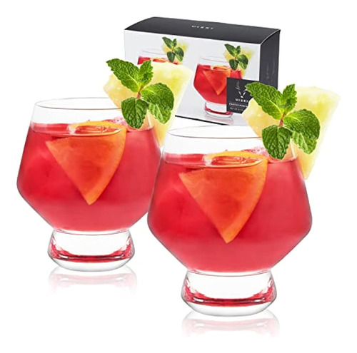 Viski Raye Footed Crystal Punch Cups Set De 2 - Vidrio Crist