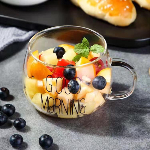 Taza Jarro Bombe Vidrio Doble Mug Cafe 250 Ml Pettish Online Color Good Morning 300ml