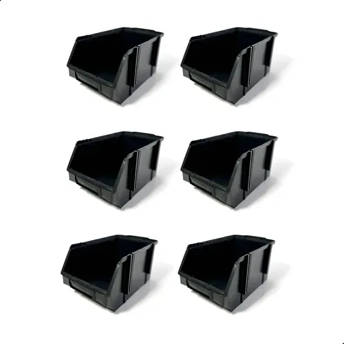 KIT 6 CAIXAS BIN N6 GAVETEIRO ORGANIZADORA ESTANTE PRETA PRETO