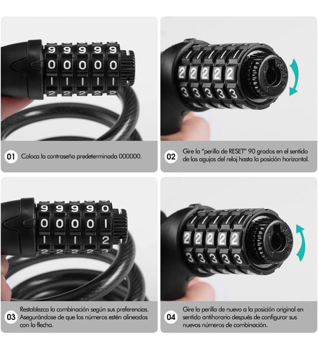 Imagen 4 de 5 de Candado Bicicleta Cable De Seguridad Guaya Antirrobo