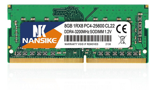 Memoria Ram Nansike 8gb Ddr4-3200 Sodimm Para Laptop Nueva