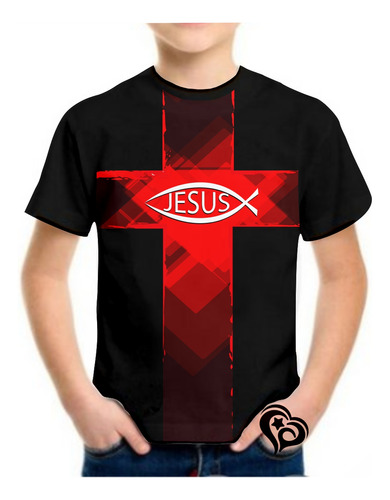 Camiseta Jesus Gospel Evangélica Masculina Infantil Cruz Vrm