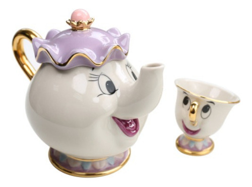 Juego De Tazas De Cerámica Con Tetera De La Bella Y La