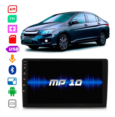 Mp5 Honda City 2015 A 2021 9 Polegadas Bluetooth Usb Fm Esp
