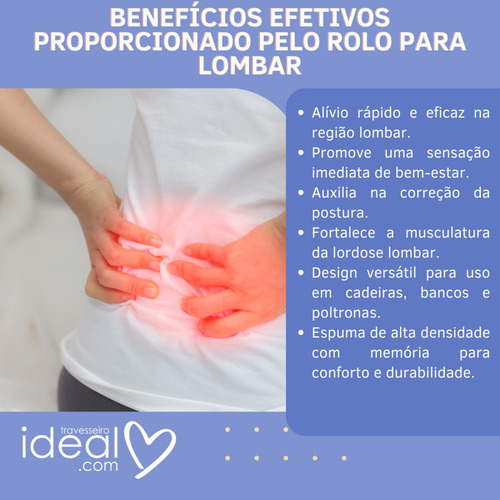 Almofada Lombar P/ Coluna Em Formato De Rolo C/ Ajuste