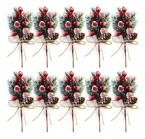 10 Piezas De Adornos Navideños De Bayas De Pino,conos De