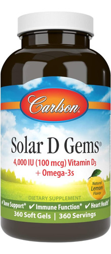 Vitamina D3 4000 Iu Con Omega 3 Carlson 360 Cápsulas