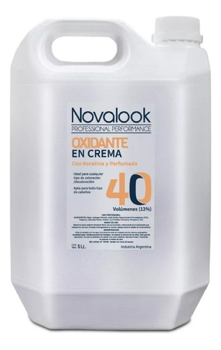  Oxidante 40 Volumenes En Crema Novalook Keratina 5 Litros Tono Blanco