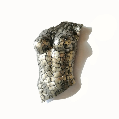 Busto Escultura Abstracta Torso Metálico De Mujer Sexy