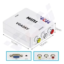 Comprar Convertidor de adaptador de audio y vídeo de 3 vías Mini Vga Av Rca