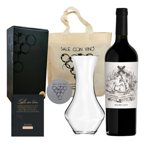 Box Regalo Vino Cordero Con Piel De Lobo + 1 Decantador