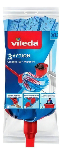 Sistema Vileda Mop 3action Repuesto Color Azul Microfibra Xl