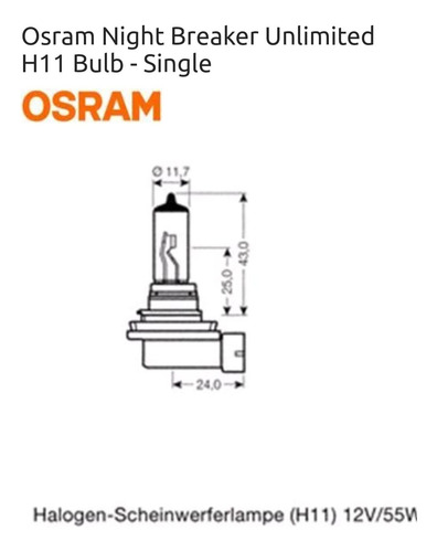 Lâmpada Night Breaker Unlimited H11 - Osram