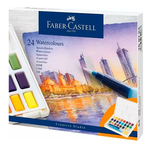 Imagen 1 de 2 de Acuarelas Faber Castell Estuche X 24 Colores + Pincel