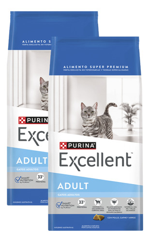 Excellent Cat / Gato Adulto 2 X 7.5 Kg (15 Kg) - Happy Tails