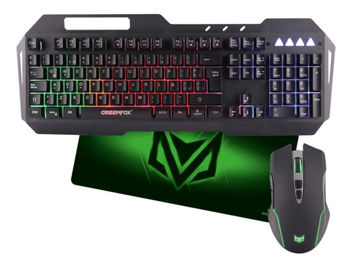 Combo Gamer 3 En 1 Greenfox Gfc6100 Color del teclado Negro